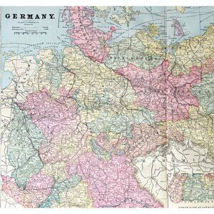 1895 Germany Map Victorian Europe Geography History Colored Poland DWYY10D